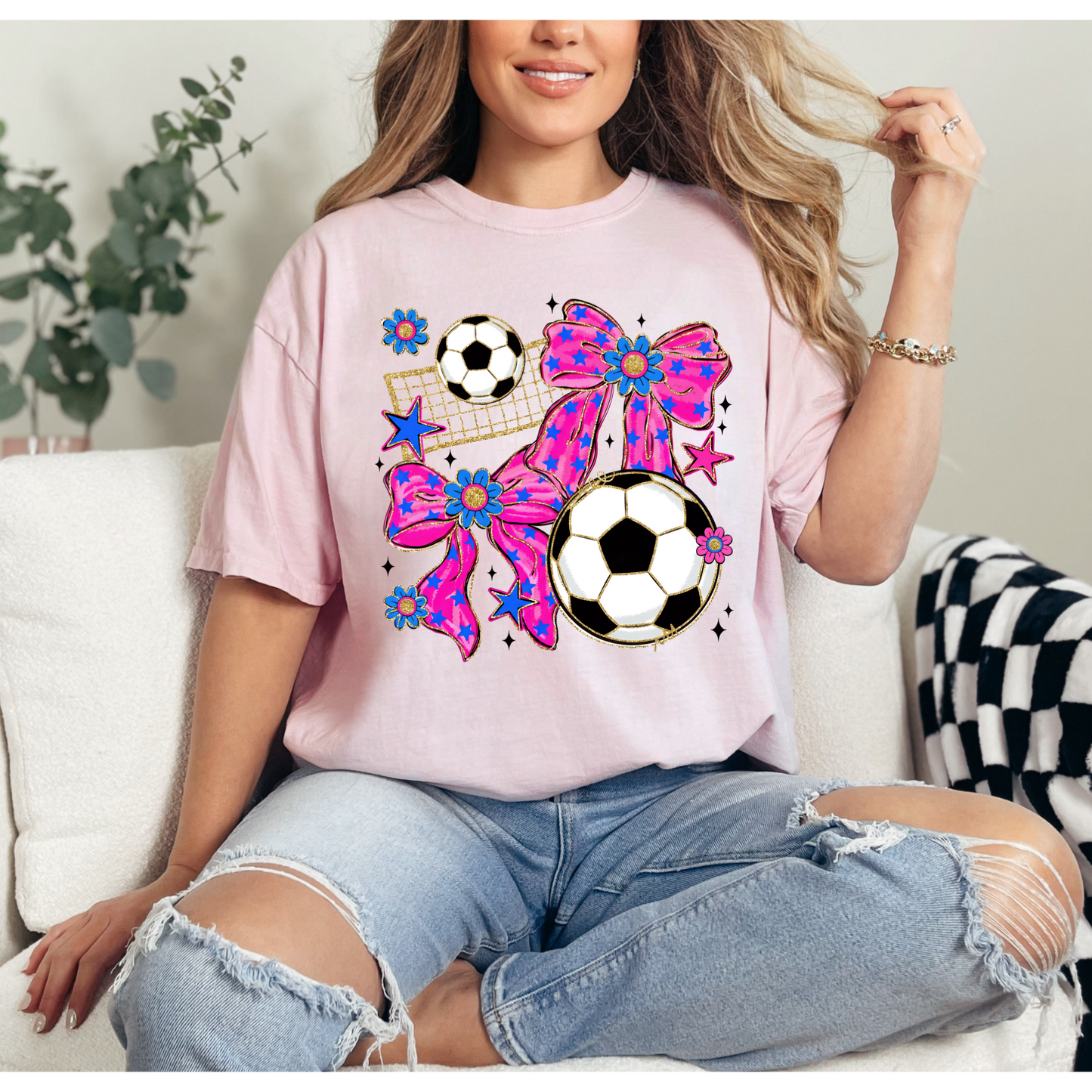 Glitter Soccer Bows